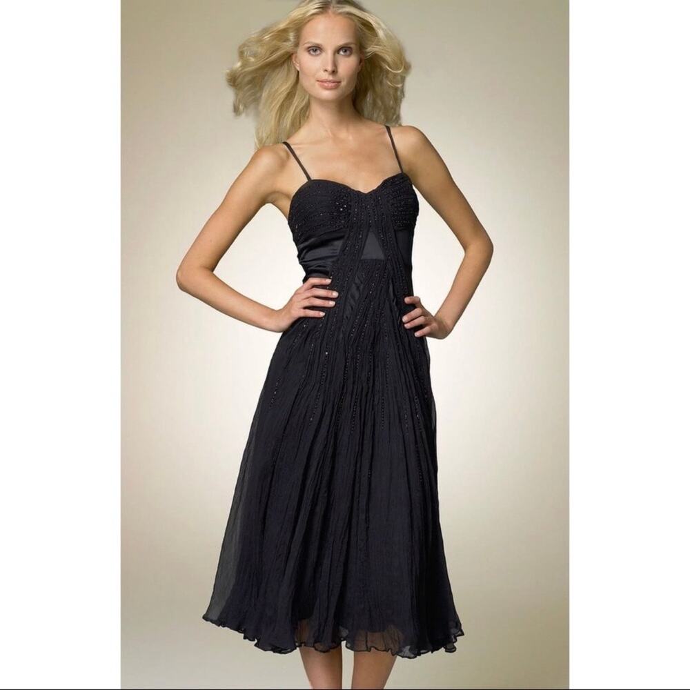 Vintage Nina Austin Sequined Cocktail Dress Black NWT Large